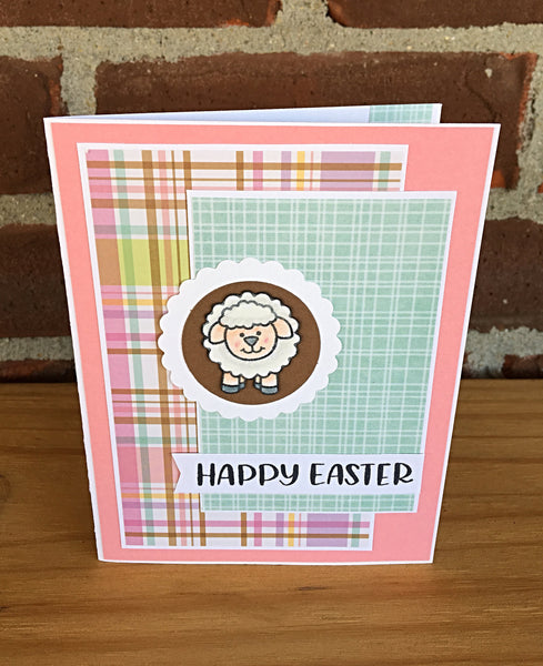 Cute Happy Easter Handmade Greeting Card with Sheep