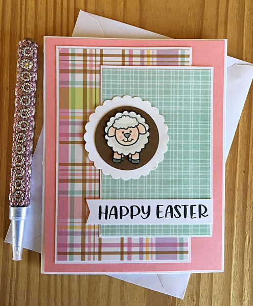Cute Happy Easter Handmade Greeting Card with Sheep