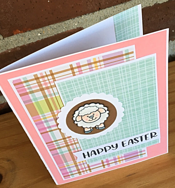 Cute Happy Easter Handmade Greeting Card with Sheep