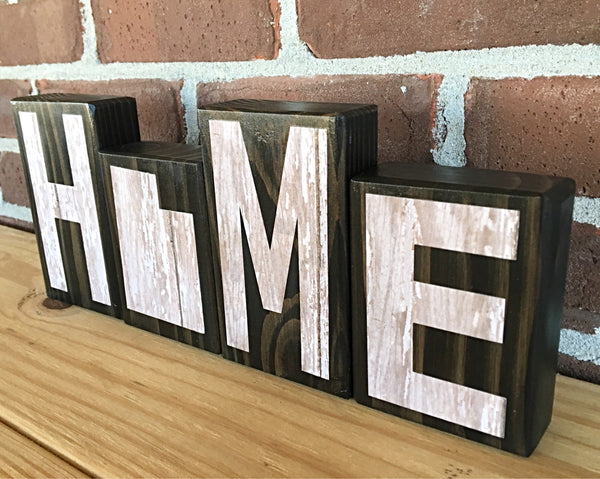 Utah Home Rustic Wooden Letter Block Set, Farmhouse Style Decor for Shelf, Mantle or Tabletop