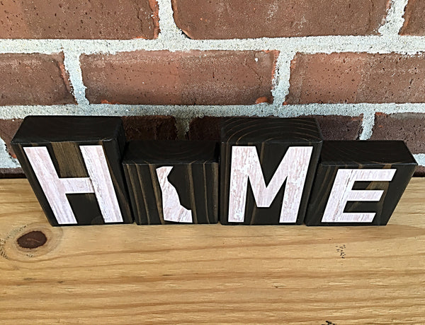 Delaware Home Rustic Wooden Letter Block Set, Shelf, Mantle or Tabletop Decor