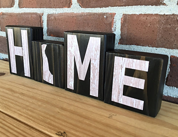 Delaware Home Rustic Wooden Letter Block Set, Shelf, Mantle or Tabletop Decor