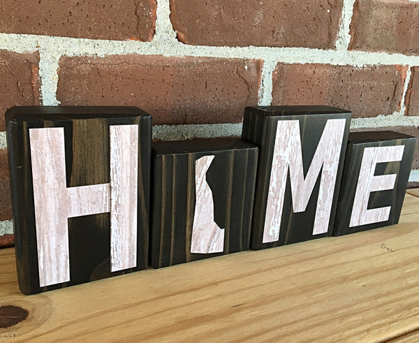 Delaware Home Rustic Wooden Letter Block Set, Shelf, Mantle or Tabletop Decor