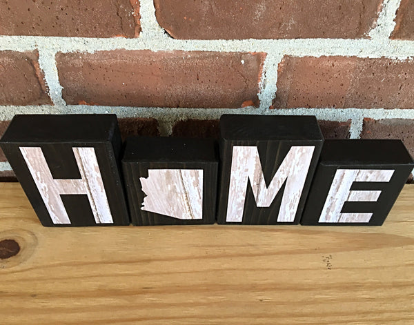 Arizona Home Rustic Wooden Letter Block Set, Farmhouse Decor for Shelf, Mantle or Tabletop