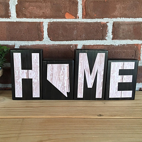 Nevada Home Rustic Wooden Letter Block Set, Farmhouse Style Decor for Shelf, Mantle or Tabletop