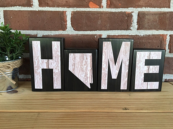 Nevada Home Rustic Wooden Letter Block Set, Farmhouse Style Decor for Shelf, Mantle or Tabletop