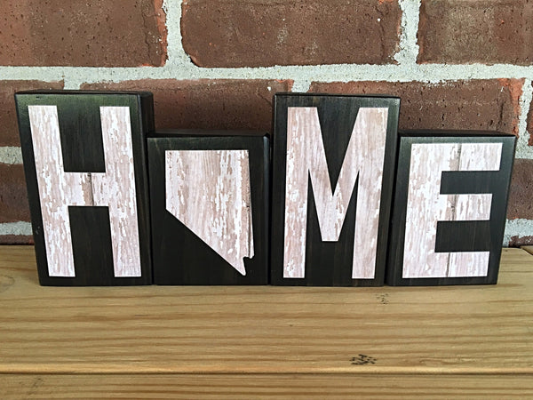 Nevada Home Rustic Wooden Letter Block Set, Farmhouse Style Decor for Shelf, Mantle or Tabletop