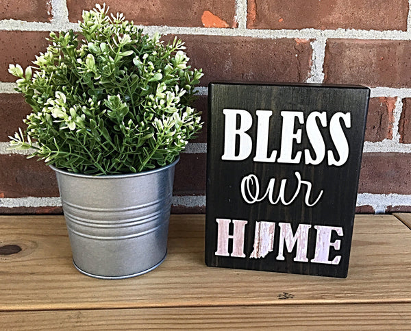 Bless Our Indiana Home Block, Rustic Wood Shelf Sign