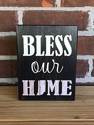 Bless Our Indiana Home Block, Rustic Wood Shelf Sign