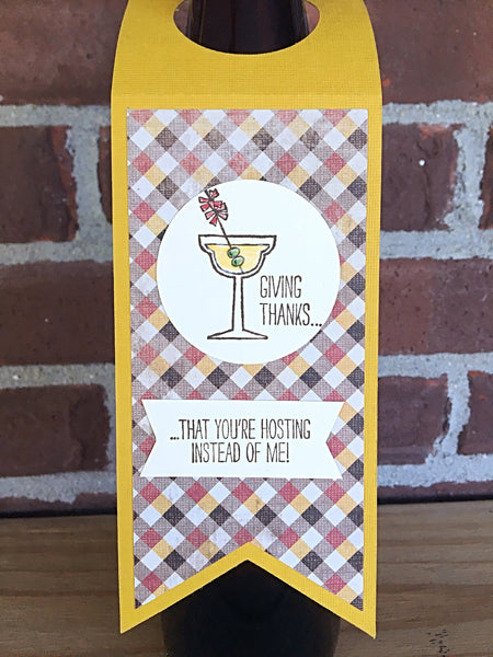 Thanksgiving Wine Bottle Gift Tag, Thank You for Hosting Gift