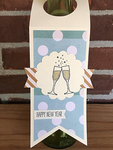 Happy New Years Wine Bottle Gift Tag, NYE Party Hostess Gift Idea
