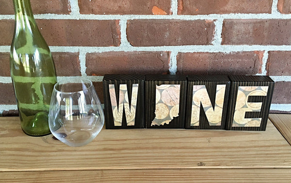 Indiana Wine Rustic Wooden Letter Block Set, Shelf or Bar Sign Decor