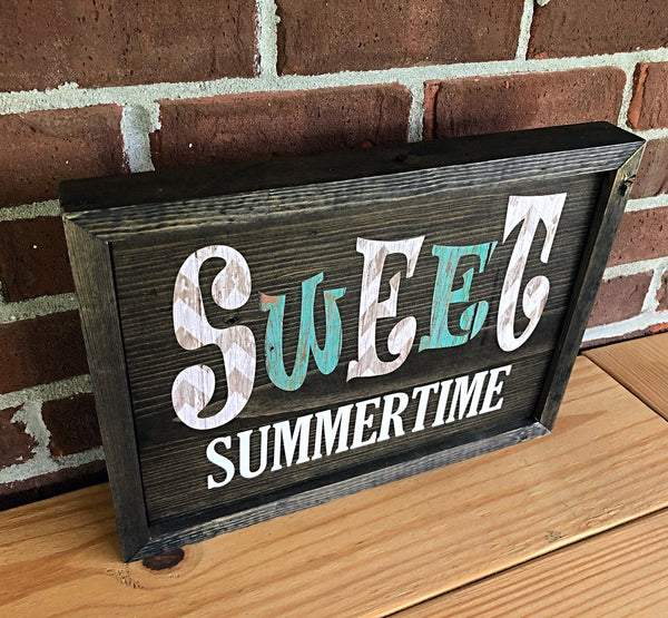 Reversible Happy 4th of July and Sweet Summertime Sign, Rustic Double Sided Holiday Decor