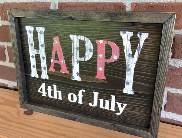 Reversible Happy 4th of July and Sweet Summertime Sign, Rustic Double Sided Holiday Decor