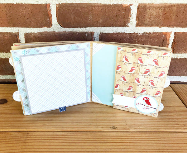 Premade Winter Scrapbook Photo Album,  6x6 Inch Handmade Scrapbook Ready for Photos