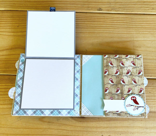 Premade Winter Scrapbook Photo Album,  6x6 Inch Handmade Scrapbook Ready for Photos