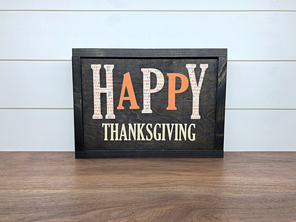 Reversible Merry Christmas and Happy Thanksgiving Sign, Rustic Double Sided Holiday Decor for Wall, Shelf or Mantle