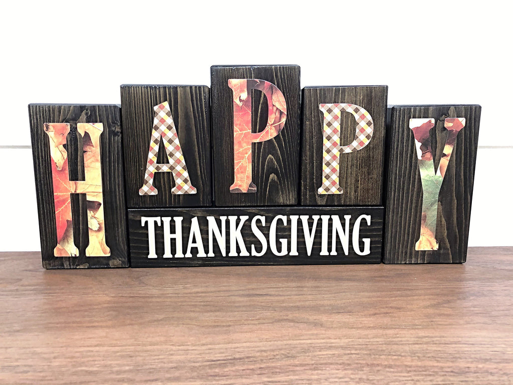 Reversible Merry Christmas and Happy Thanksgiving Letter Block Set for ...