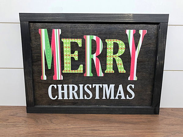 Reversible Merry Christmas and Happy Thanksgiving Sign, Rustic Double Sided Holiday Decor for Wall, Shelf or Mantle