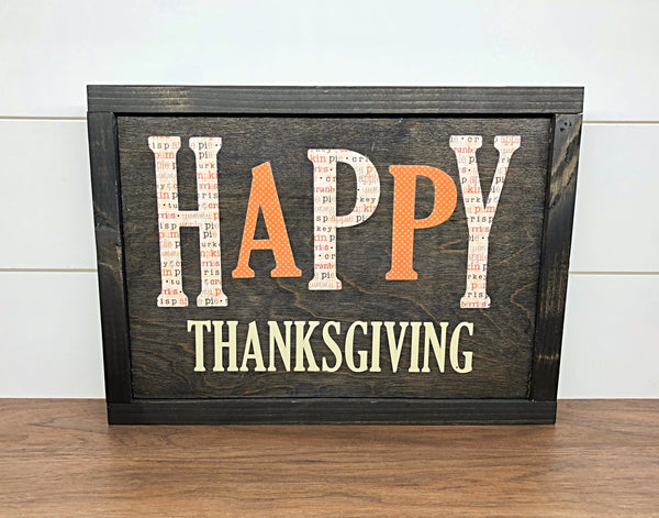 Reversible Merry Christmas and Happy Thanksgiving Sign, Rustic Double Sided Holiday Decor for Wall, Shelf or Mantle