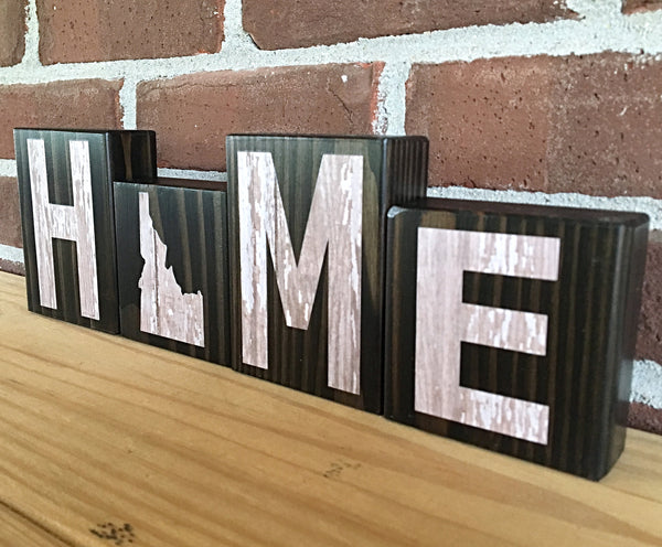 Idaho Home Rustic Wooden Letter Block Set, Farmhouse Style Decor for Shelf, Mantle Tabletop