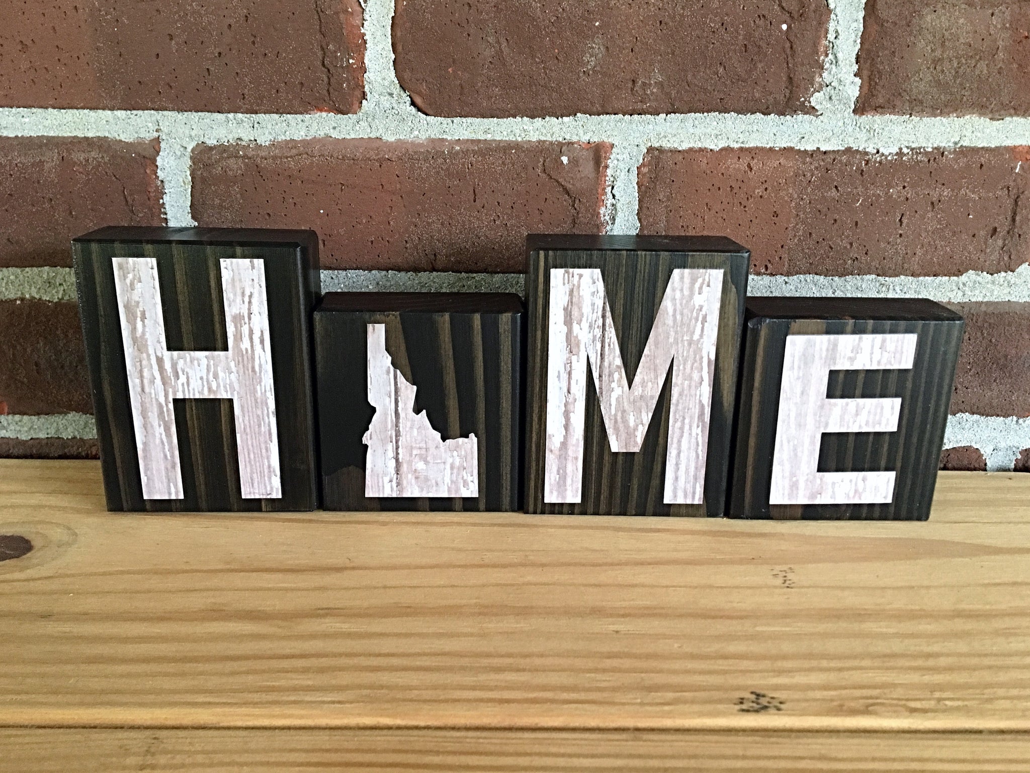 Idaho Home Rustic Wooden Letter Block Set, Farmhouse Style Decor for Shelf, Mantle Tabletop