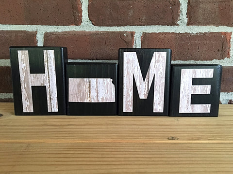 Kansas Home Rustic Wooden Letter Block Set, Farmhouse Style Decor for Shelf, Mantle or Tabletop