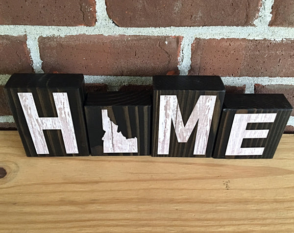 Idaho Home Rustic Wooden Letter Block Set, Farmhouse Style Decor for Shelf, Mantle Tabletop