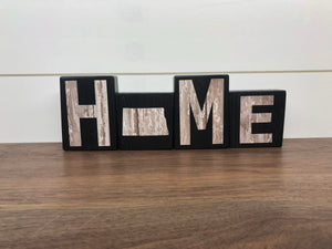 North Dakota Home Rustic Wooden Letter Block Set, Farmhouse Style Decor for Shelf, Mantle or Tabletop