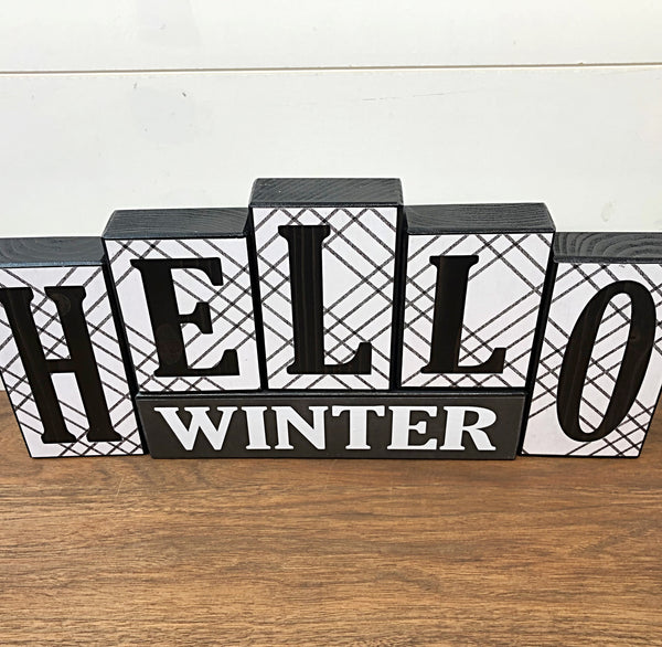 Reversible Black and White Christmas and Winter Letter Block Set Modern Farmhouse Decor for Shelf, Table or Mantle