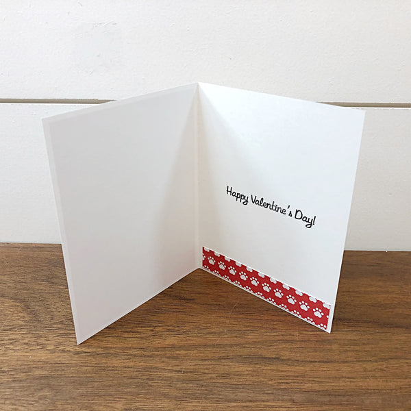 Cute Happy Valentine's Day Card Set  of 6,  Dog Themed Handmade Note Cards