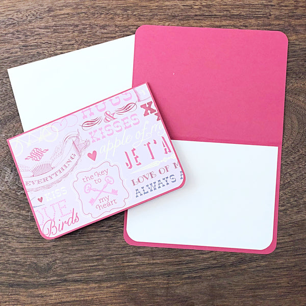 Valentine's Day Card Set of 6, Simple Handmade Blank Note Cards