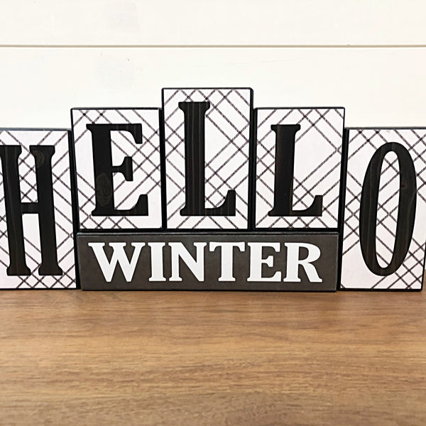 Reversible Black and White Christmas and Winter Letter Block Set Modern Farmhouse Decor for Shelf, Table or Mantle